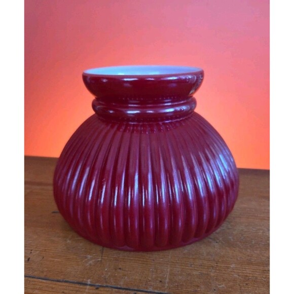 Vintage 6" Red / Cranberry Ribbed Student Replacement Glass Globe Rib Shade - Picture 1 of 5